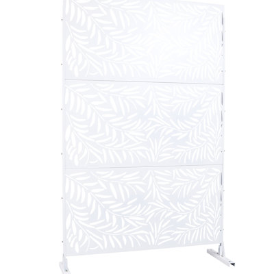 Écran d'intimité extérieur et intérieur en métal H 76 po x l 48 po, écran d'intimité décoratif autoportant pour terrasse de balcon, panneaux de clôture d'intimité pour jardin extérieur blanc