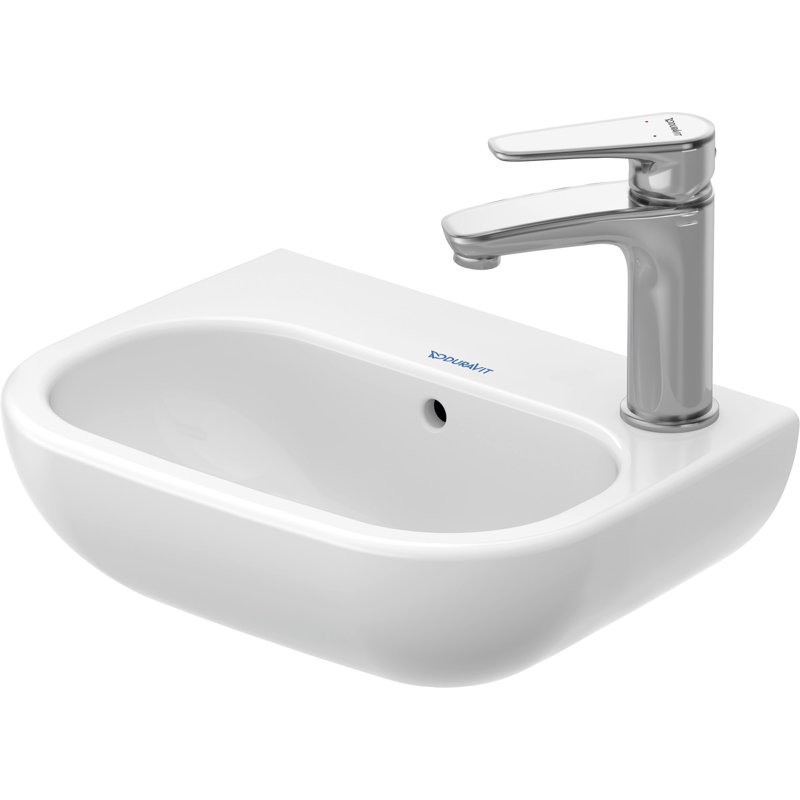 Lavabo de salle de bain en céramique blanche Duravit D-Code, Trou du robinet gauche