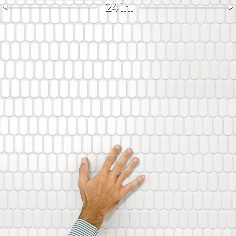 Hudson Capsule 12-1/4 In. X 13-1/8 In. Porcelain Mosaic Tile, Matte White
