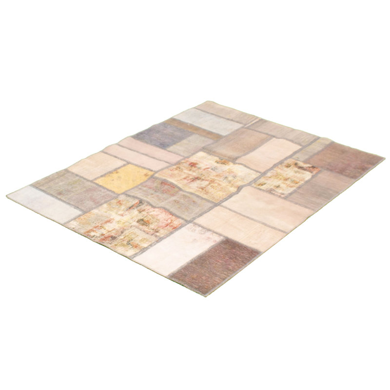 Tapis décoratif en coton brun/beige noué à la main de conception unique 4 pi 7 po x 6 pi 5 po Derric