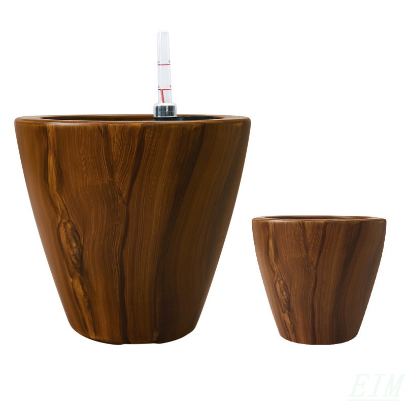 Plastic Self-Watering Planter For Indoor, Outdoor, Dark Brown