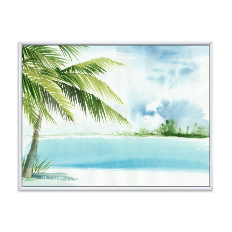 Palm Beach Resort At Dawn I - reproduction sur toile, H 16 po x l 32 po x p 1 po, Toile blanche encadrée