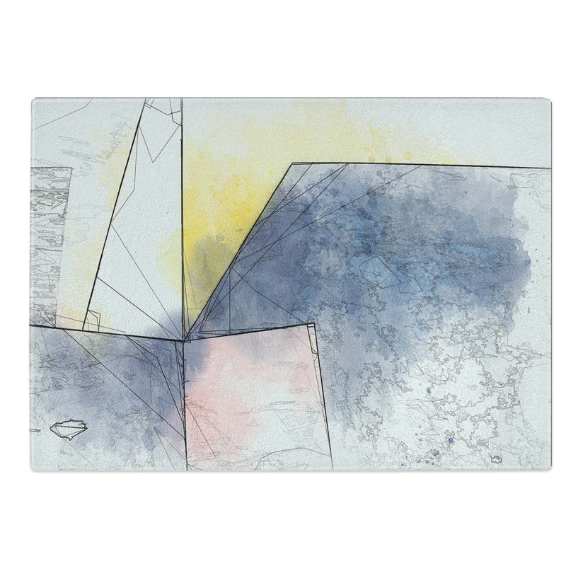 Glass Geometric Angles in Abstract Chopping Board, 39 cm W x 28.5 cm L