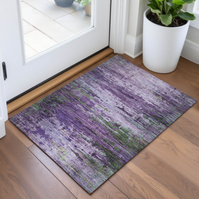 Tapis mauve Xhevrie lavable à la machine intérieur / extérieur