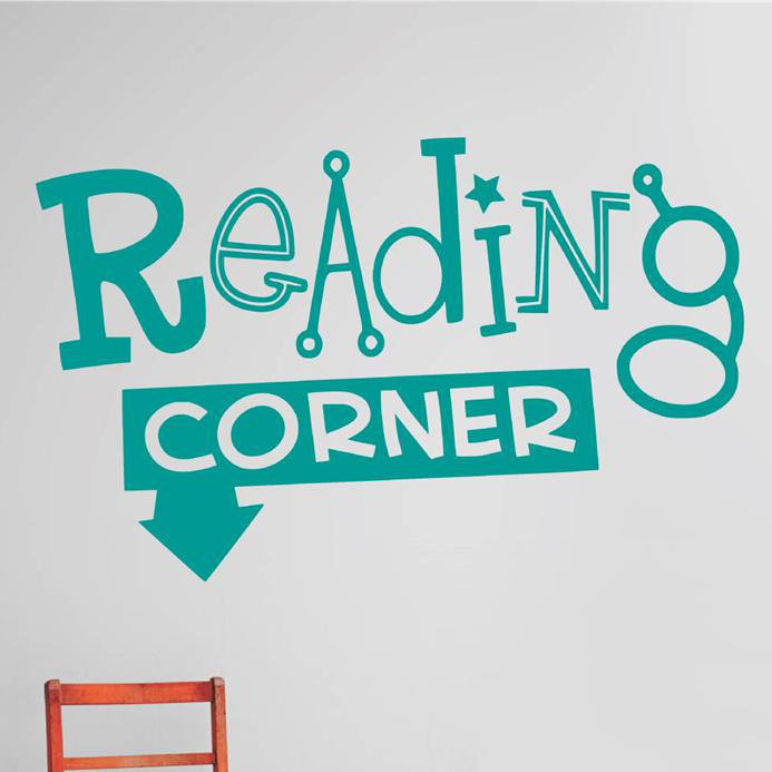 Décalcomanie murale en coin reading, H 10 po x l 20 po x P 0,16 po, Vert / Noir