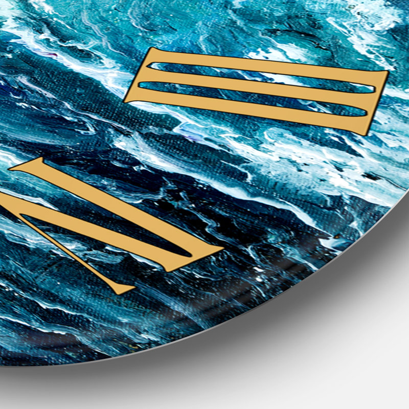 Wild Blue Ocean Waves I - Horloge murale nautique et côtière, Petit