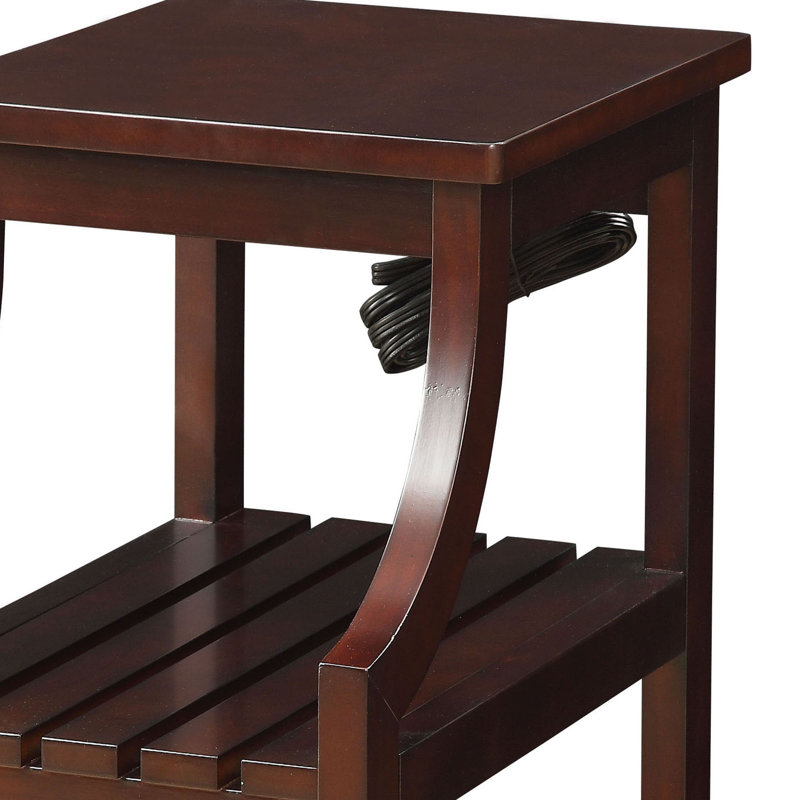 Espresso Side Table with USB Power Dock