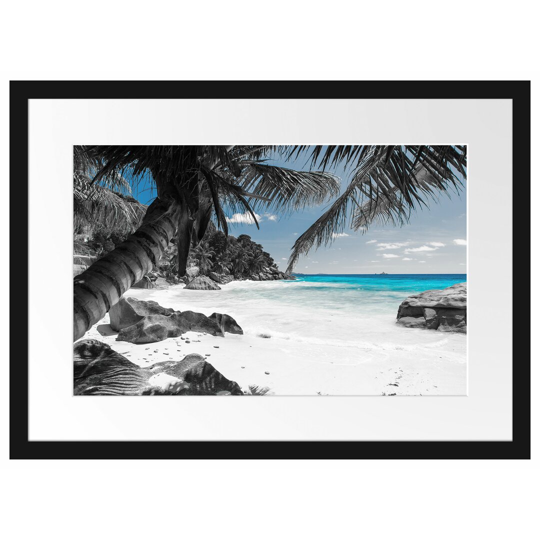 Gerahmter Fotodruck "Seychellen Palm Beach