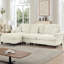Canapé modulaire en L Mid-Century à trois places avec accoudoirs évasés et jupes plissées à volants, canapé en chenille confortable avec repose-pieds mobile-518184850