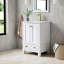 Meuble-lavabo blanc en bois massif l 24 po x H 34,1 po avec lavabo en céramique Cupc, charnières à fermeture en douceur et poignées en aluminium anodisé doré-317000953