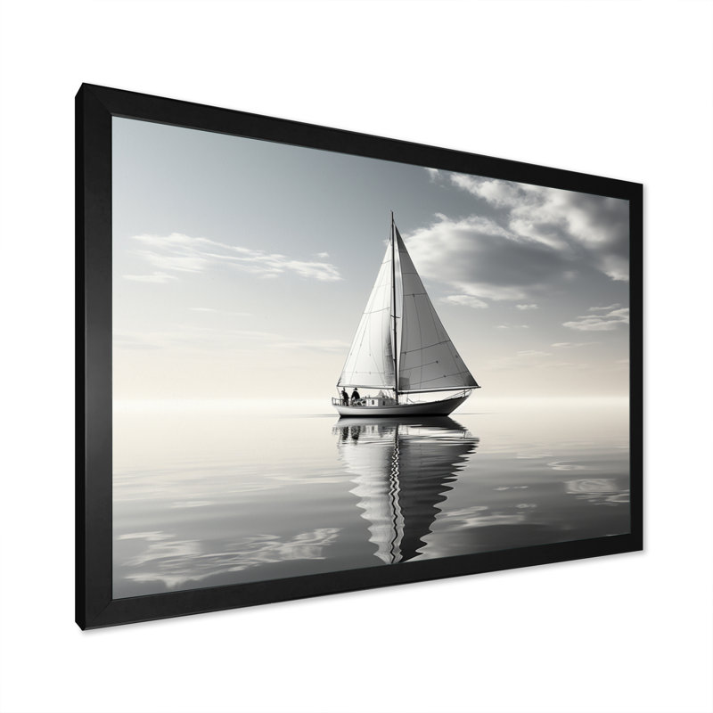 Voilier Sérénité II, Cadre simple noir, H 12 po x l 20 po x P 1 po