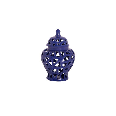 Porcelain Urn Vase Lg Gloss Finish Navy Blue