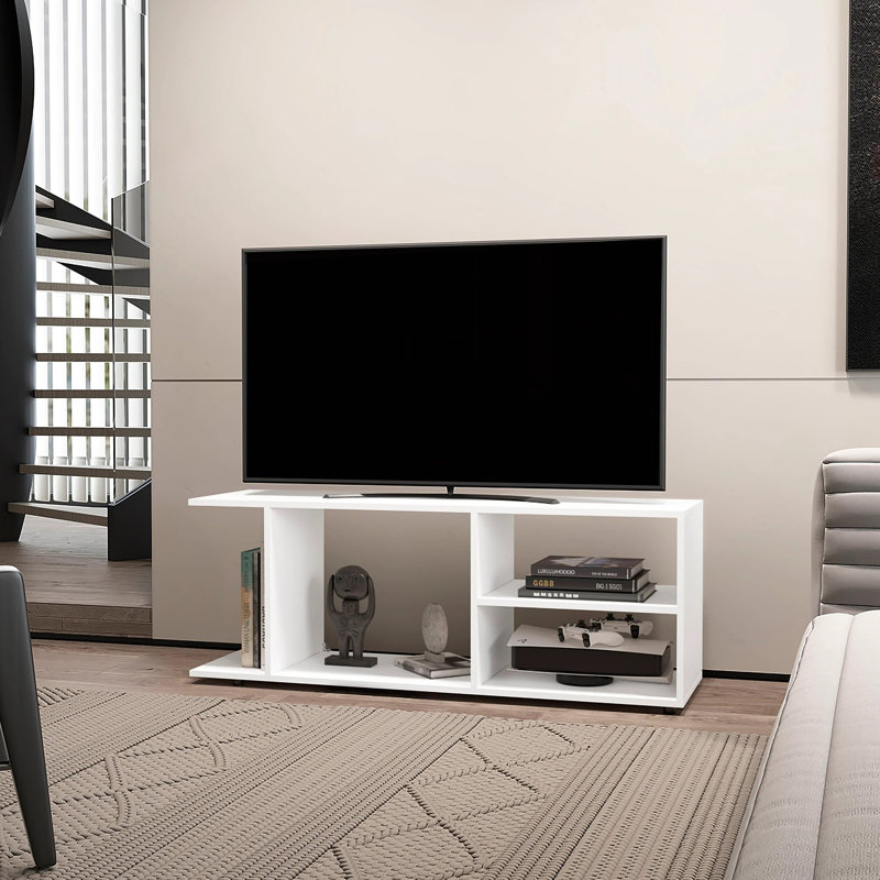 Tubac TV Rack in Melamine With Open Storage, White