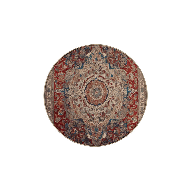 Machine Washable Brown Area Rug, Round 6'