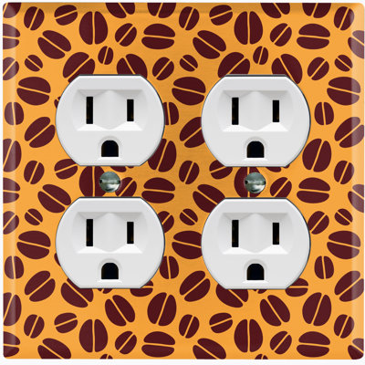 Metal Light Switch Plate Outlet Cover (Coffee Beans Brown Orange - Double Duplex)