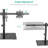 Free Standing Dual Monitor Stand, Height Adjustable Monitor Mount With Glass Base, Fits LCD LED Flat Curved Screen Up To 27 Inch, 22Lbs, With Grommet Base