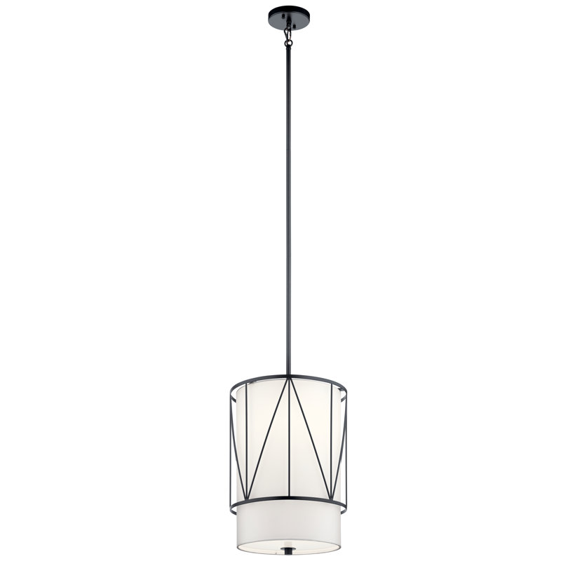Luminaire suspendu cylindrique à 1 lumière Birkleigh, Noir