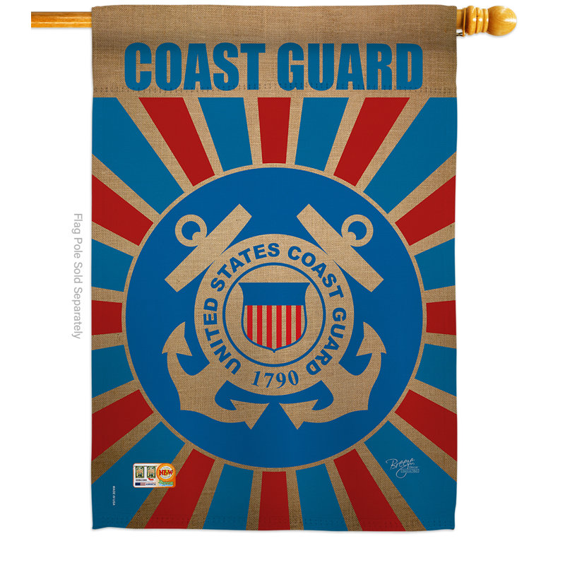 Polyester 2 côtés 40 x 28 po coast guard drapeau maison