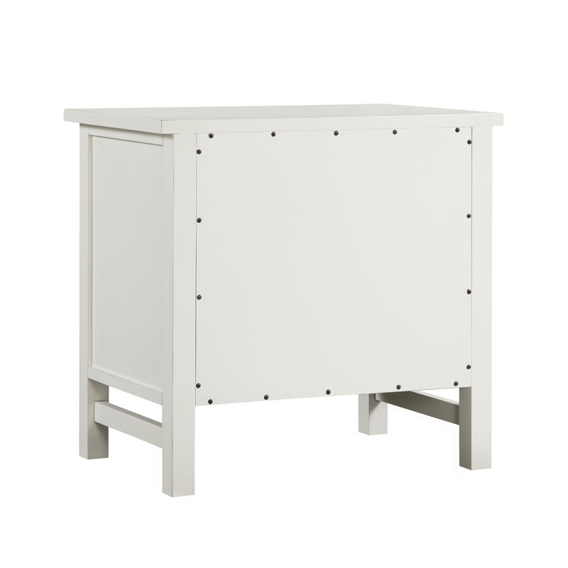 Table de chevet avec 4 tiroirs de rangement - Blanc antique