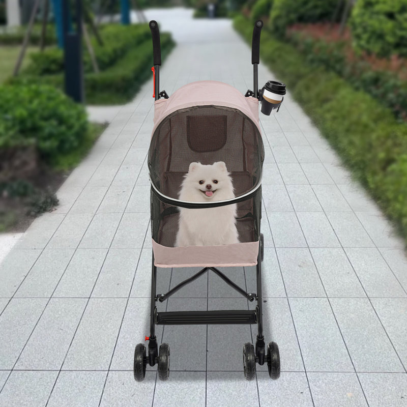 Poussette pliable pour animaux de compagnie pour petits et moyens chiens, Rose