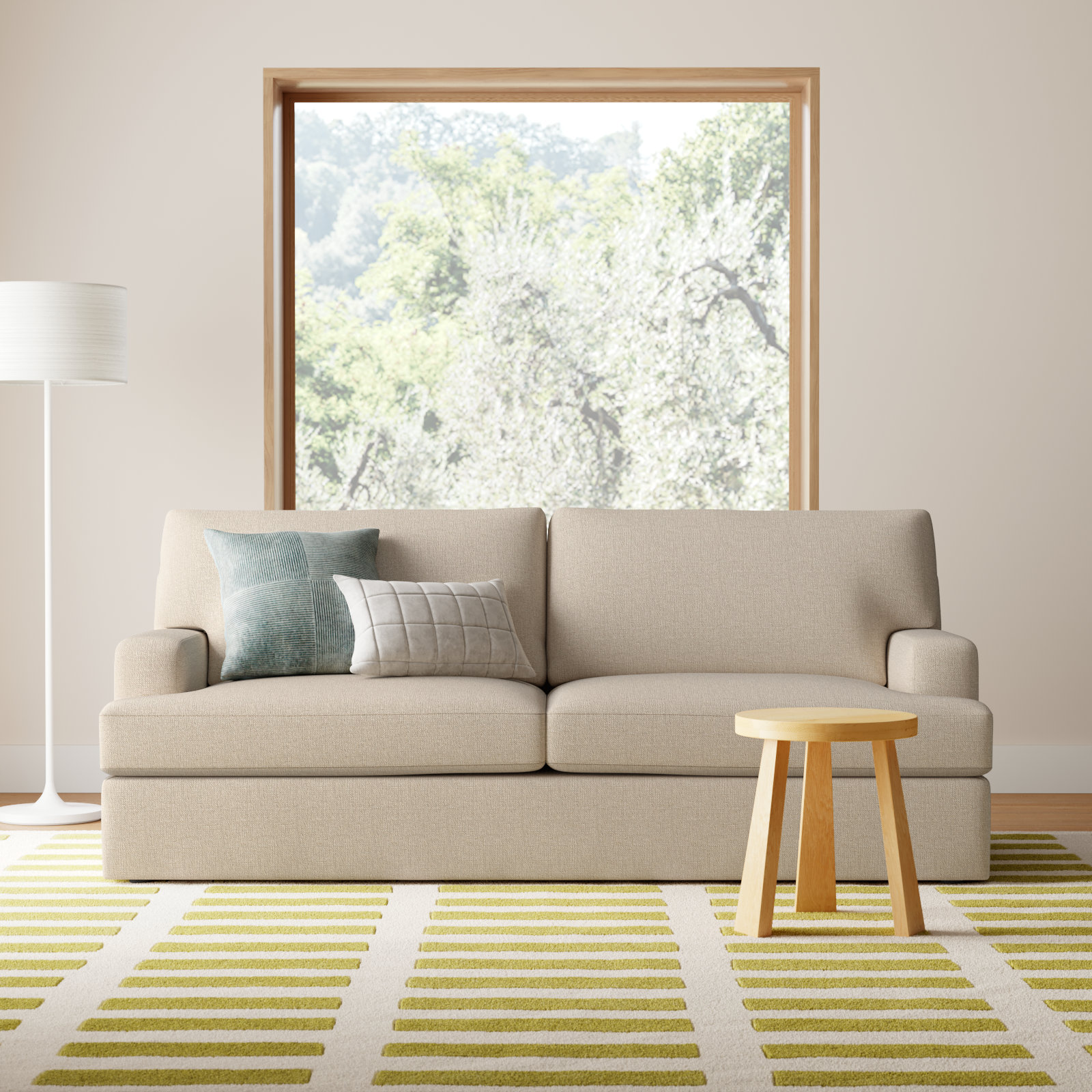 Cleo 84'' Sofa, Nomad Eggshell Crypton® Chenille