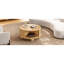 Table basse scandinave ronde avec rangement caché, porte coulissante, bois de pin massif, naturel clair, 31,8 po