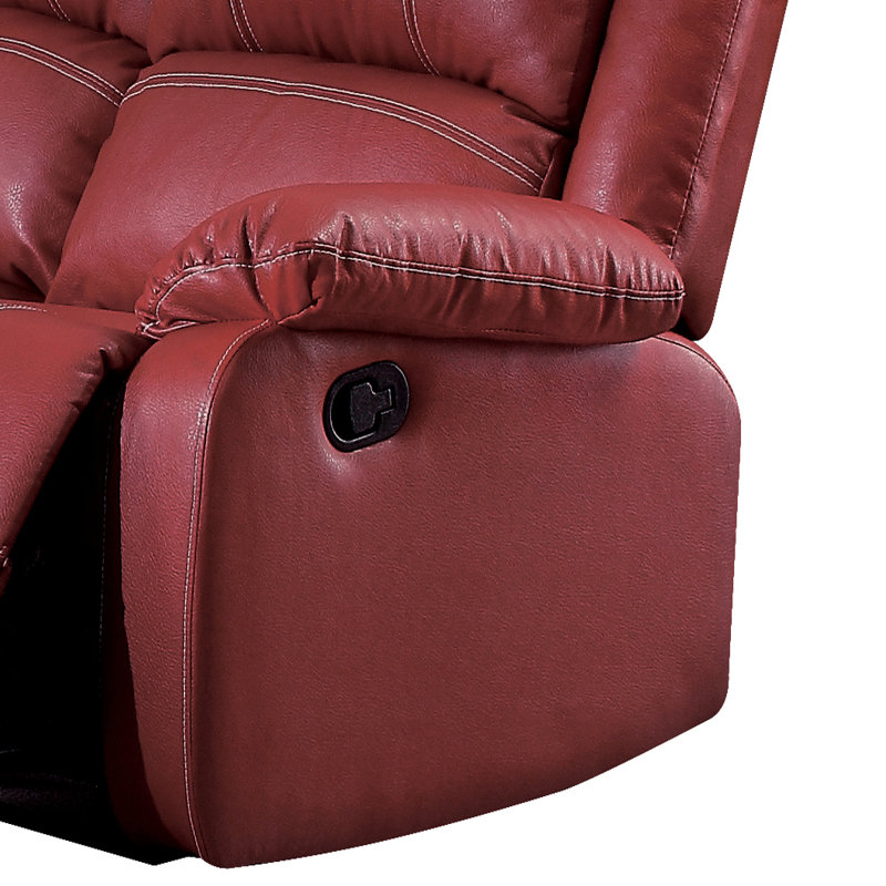 Hagar 60"L Upholstered Reclining Loveseat, Red Faux Leather