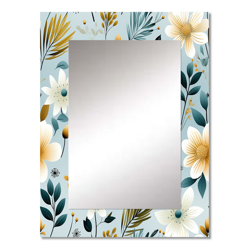 Popovich scandinave jardin fleur tourbillon - grand miroir mural floral, miroir chalet unique, art en métal imprimé
