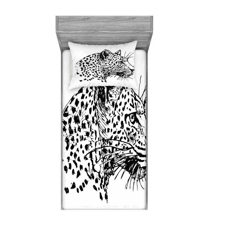 Ensemble de draps jaguar, Ensemble de draps pour lit simple avec drap-housse