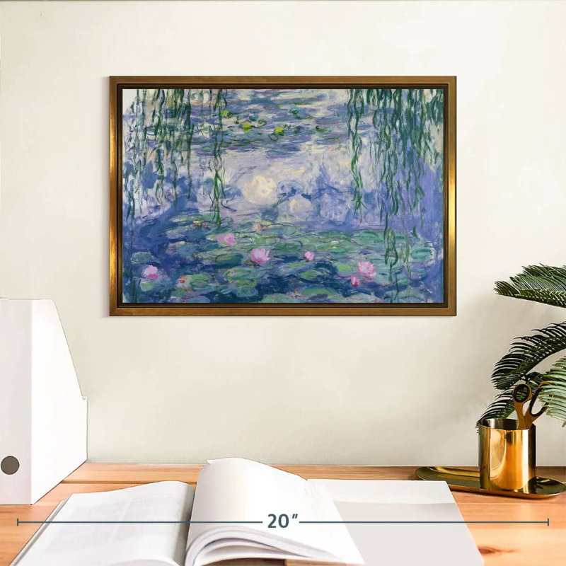 Nymphéas V, 13 po x 9 po, Cadre flottant doré