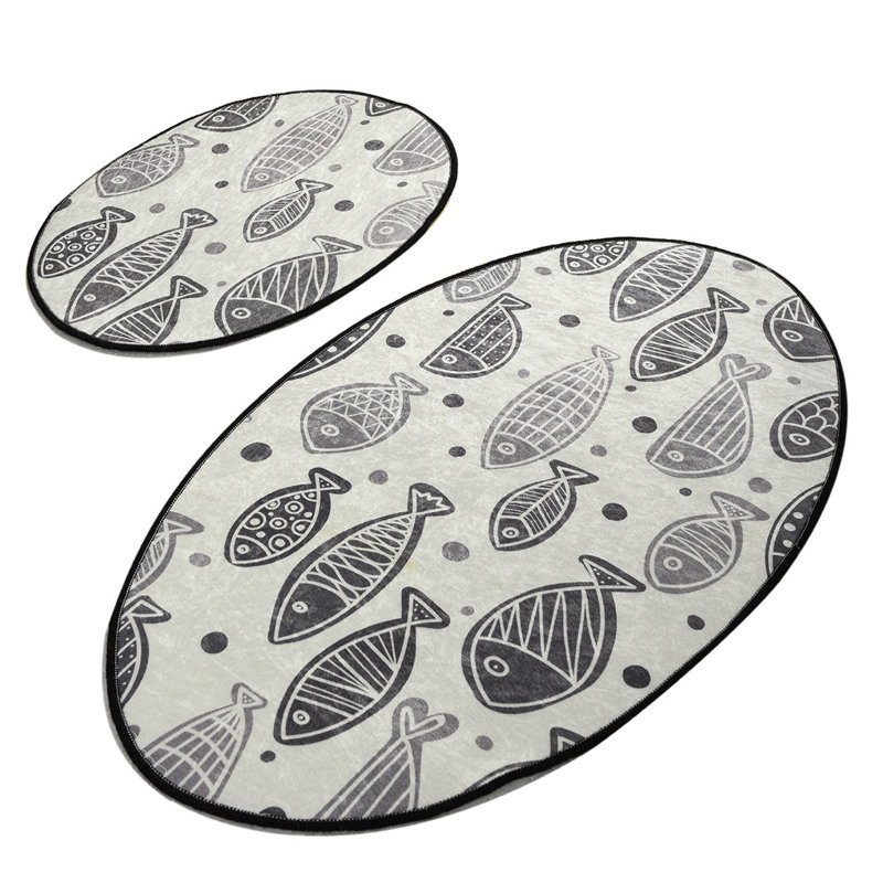 Ensemble de tapis de bain de qualité supérieure (2 pièces) en polyester antidérapant de 19,7 po x 23,6 po et de 23,6 po x 39,4 po | Antiallergique, anti-poussière et anti-taches, 700 gr / m² | Lavable à la machine, parfait pour la décoration de salle de bain