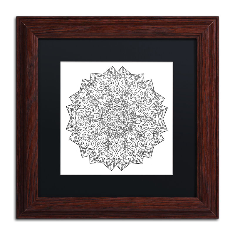 «Calming Mandala», impression sur toile encadrée, H 11 po x l 11 po x P 0,75 po, Blanc, Cadre noir
