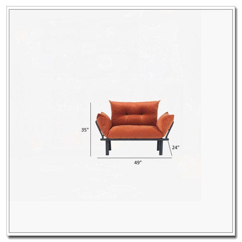 Orange Futon Loveseat for Primary Living Space (Metal Main Material), Orange