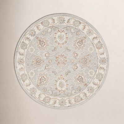 Desmondia Aqua Ivory Hand-Woven Wool Rug