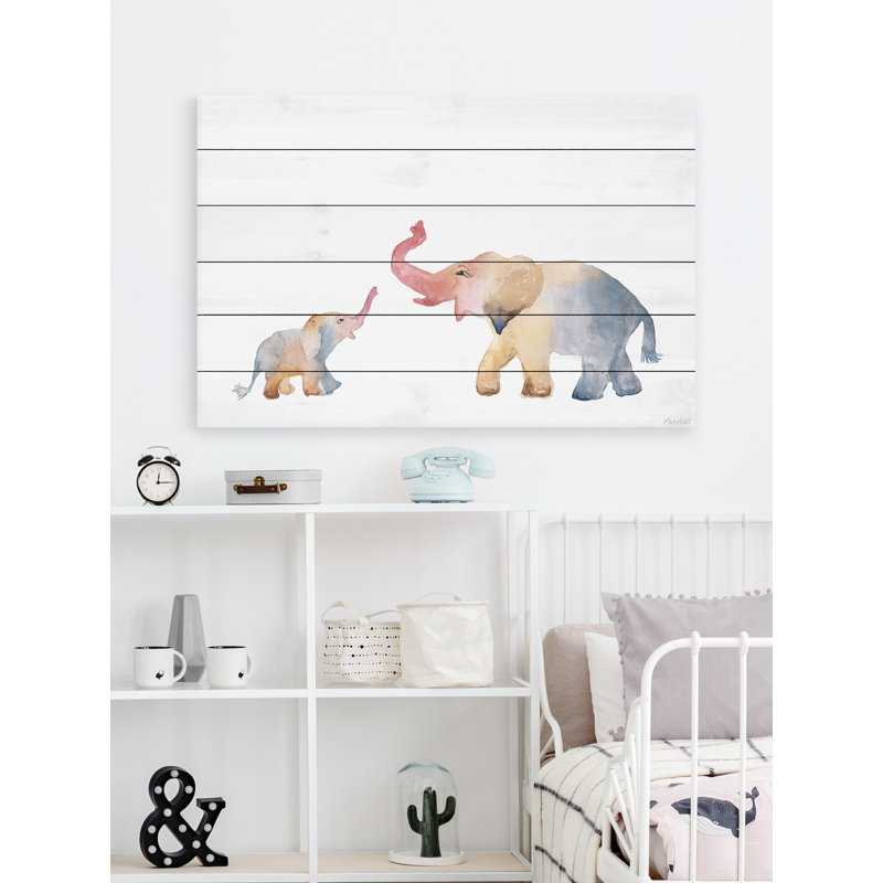 Éléphant Katelin, reproduction sur bois blanc, H 24 po x l 36 po x P 1,5 po