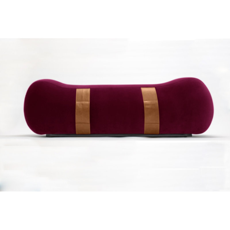 Milo Velvet Upholstered Bench, Cranberry/Chesterfield