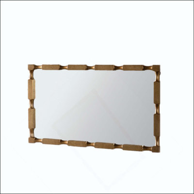 Bamboo-Style Rectangular Wall Mirror, Textured Frame For Living Room/Bedroom/Entryway Decor