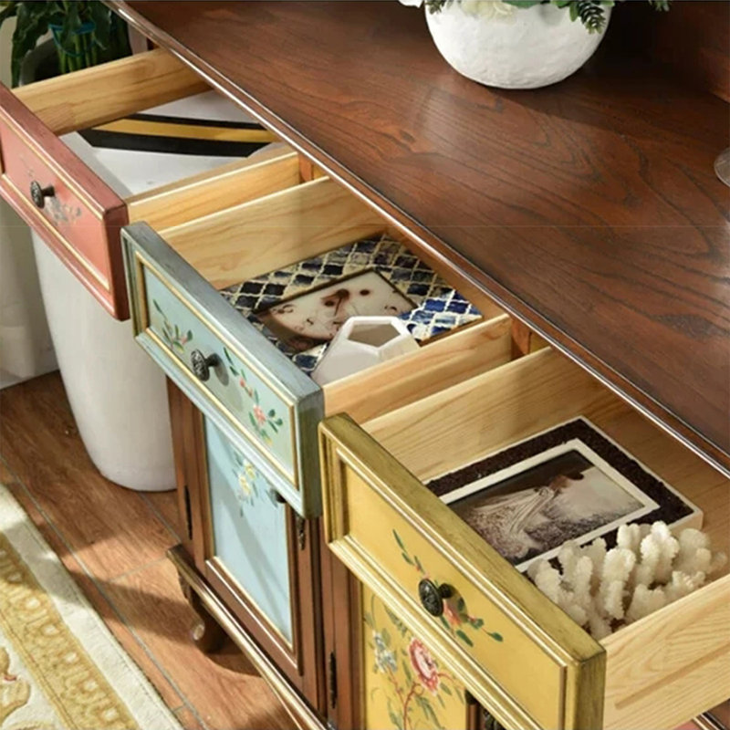 Console rectangulaire en bois massif brun