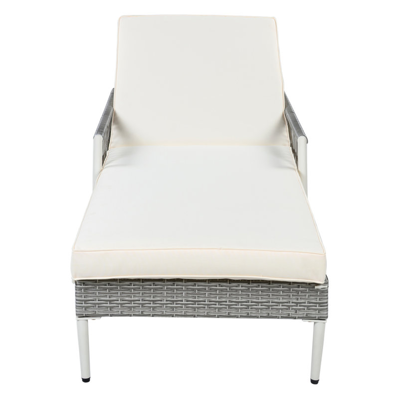 TOPMAX Outdoor All-Weather PE Rattan Chaise Lounge, Minimalist Patio Wicker Lounge Chair with 6 Gear Adjustable Recliner