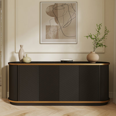 63'' W Sideboard With 4 Fluted Doors And Adjustable Shelves
