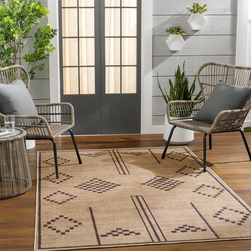 Norman  Moroccan Machine Washable Tan Area Rug, Rectangle 4' x 6'