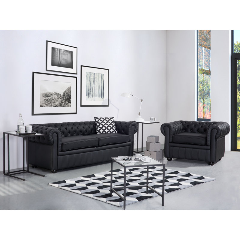 Delmont 2 - Piece Living Room Set, Black