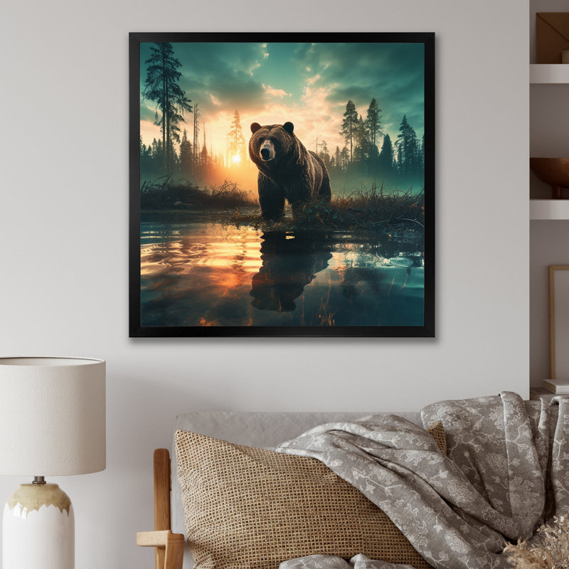 Double Exposure Bear Lensflare II - Landscapes Canvas Prints, Cadre simple noir, H 16 po x l 16 po x P 1 po