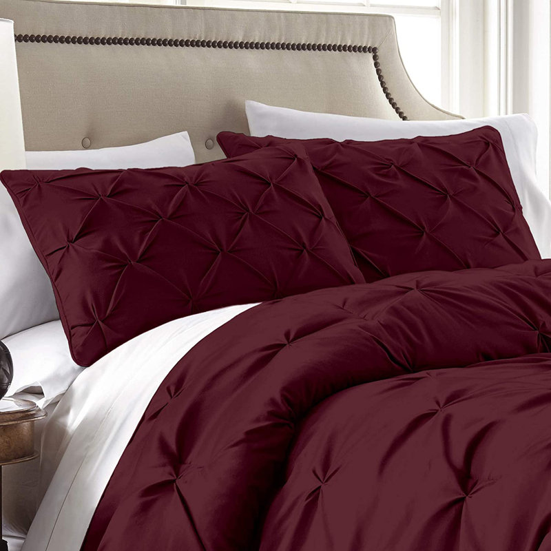 Sydney Pintuck Microfiber 7 Piece Comforter Set, Full Comforter + 6 Additional Pieces, Burgundy