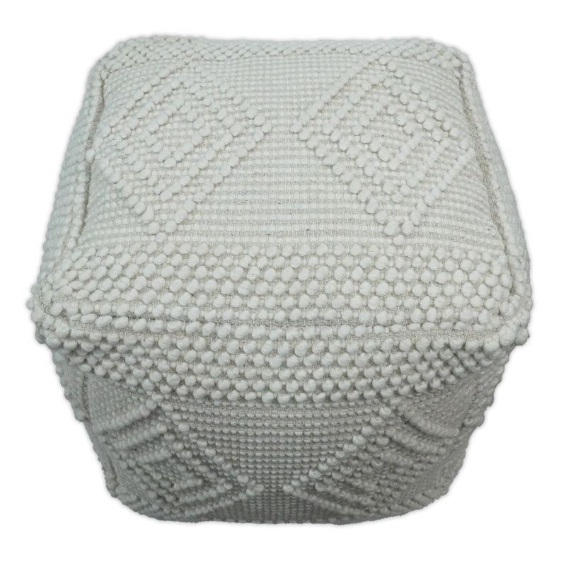 Pouf en laine blanc tricoté à la main