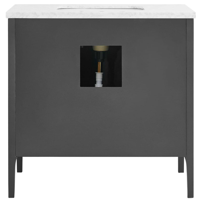 Province 36" Freestanding Standard Single Bathroom Vanity with Top, Black, Gold