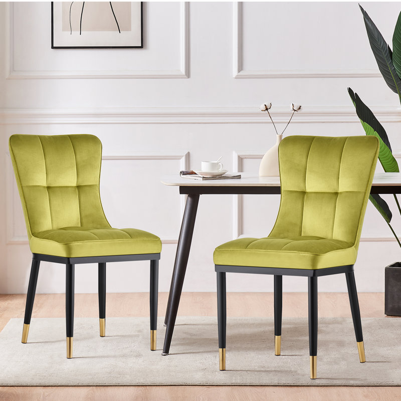 Guitierrez Velvet Upholstered Parsons Chair, Oliver Green
