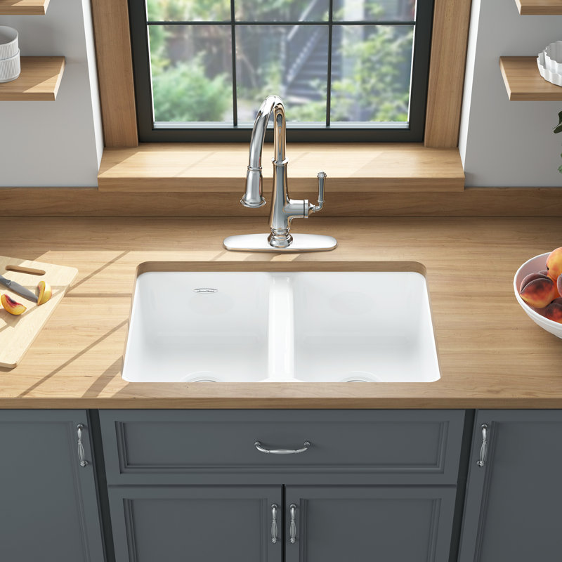 Delancey 30'' L Double Bowl Cast Iron Kitchen Sink
