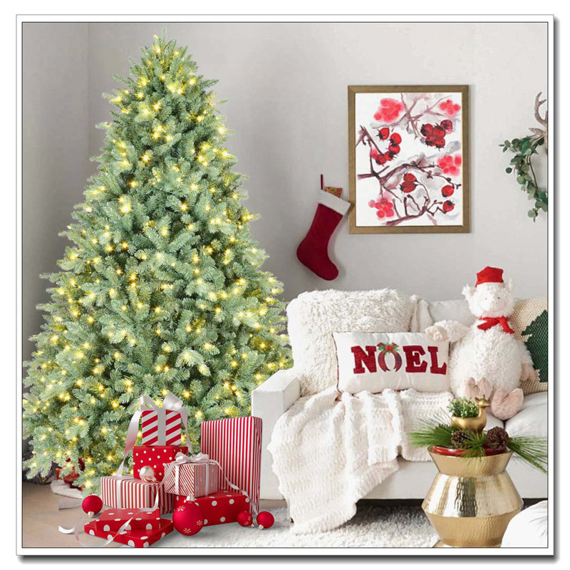 Arbre de Noël 9 pi avec lumières teintées bleu-vert, Oui, H 9 pi