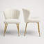 Chaise de salle à manger moderne blanche à oreilles en velours capitonné avec pattes en métal-1058660651